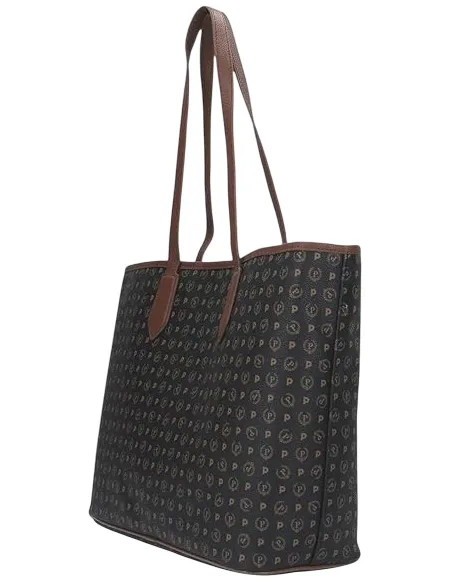 Shopping donna Heritage con apertura con magnete nero-marrone