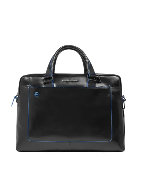 Two-handles briefcase with shoulder strap Blue Square