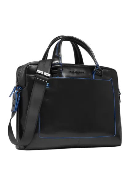 Two-handles briefcase with shoulder strap Blue Square