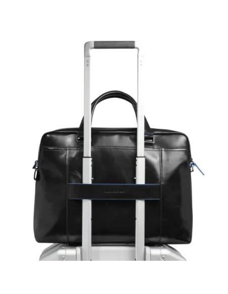 Two-handles briefcase with shoulder strap Blue Square