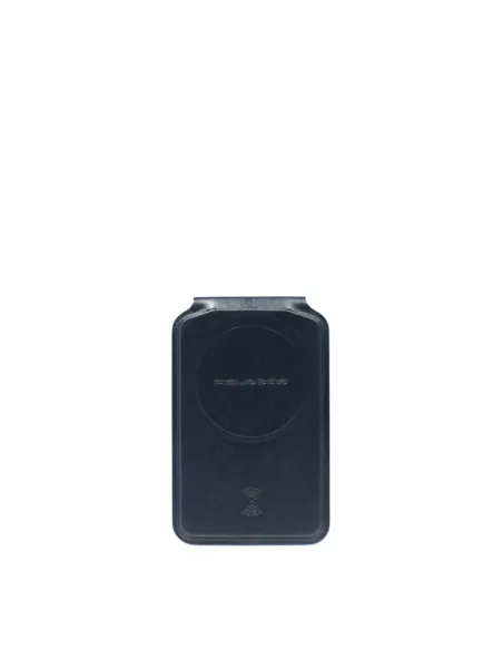 Piquadro Blue Square leather card holder with MagSafe, blue