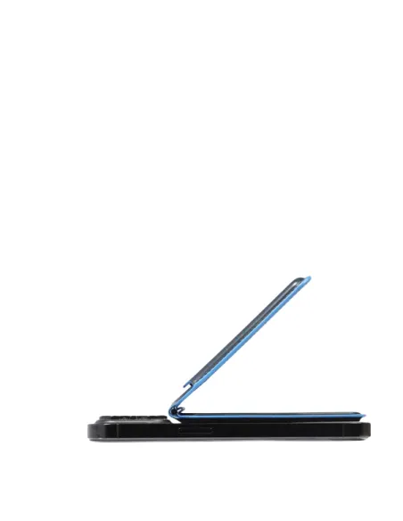 Piquadro Blue Square leather card holder with MagSafe, blue