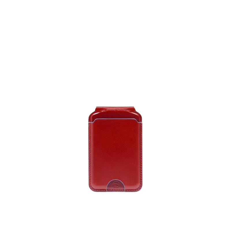 Piquadro Blue Square porta carte in pelle con MagSafe, rosso