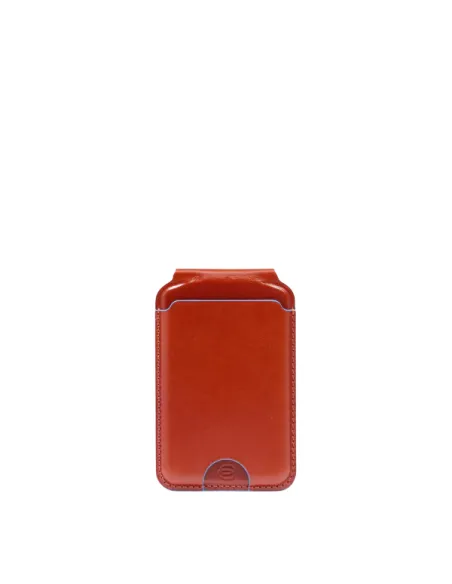 Piquadro Blue Square leather card holder with MagSafe, orange