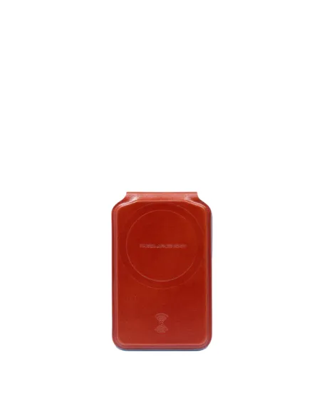 Piquadro Blue Square leather card holder with MagSafe, orange