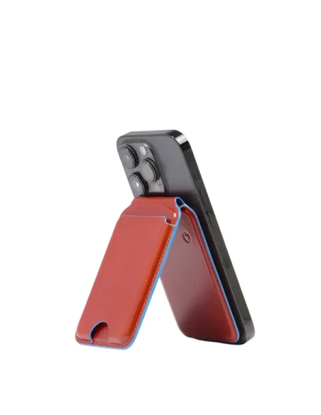 Piquadro Blue Square porta carte in pelle con MagSafe, arancio