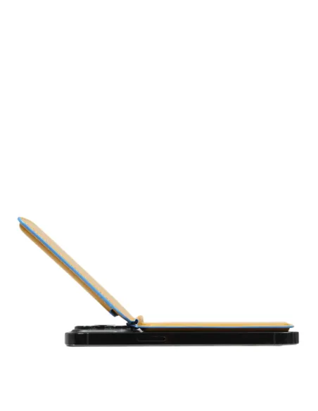 Piquadro Blue Square leather card holder with MagSafe, yellow