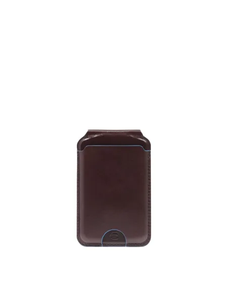Piquadro Blue Square leather card holder with MagSafe, dark brown