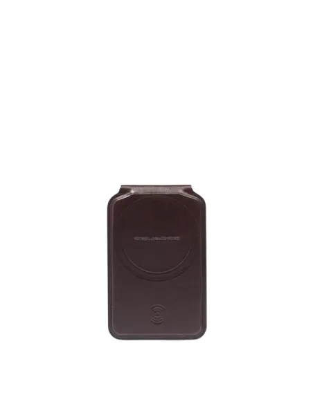 Piquadro Blue Square porta carte in pelle con MagSafe, mogano