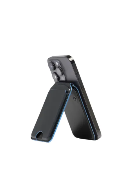 Piquadro Blue Square leather card holder with MagSafe, black