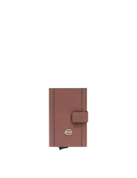 Piquadro Circle woman Compact wallet with sliding system, brown-beige