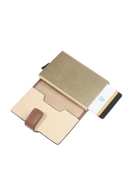 Piquadro Circle woman Compact wallet with sliding system, brown-beige