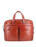 Piquadro Blue Square Two-handles briefcase with double pocket, orange