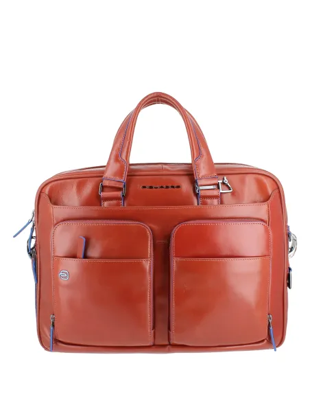 Piquadro Blue Square Aktentasche mit zwei Griffen und doppelter Tasche, orange
