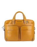 Piquadro Blue Square Two-handles briefcase with double pocket, yellow