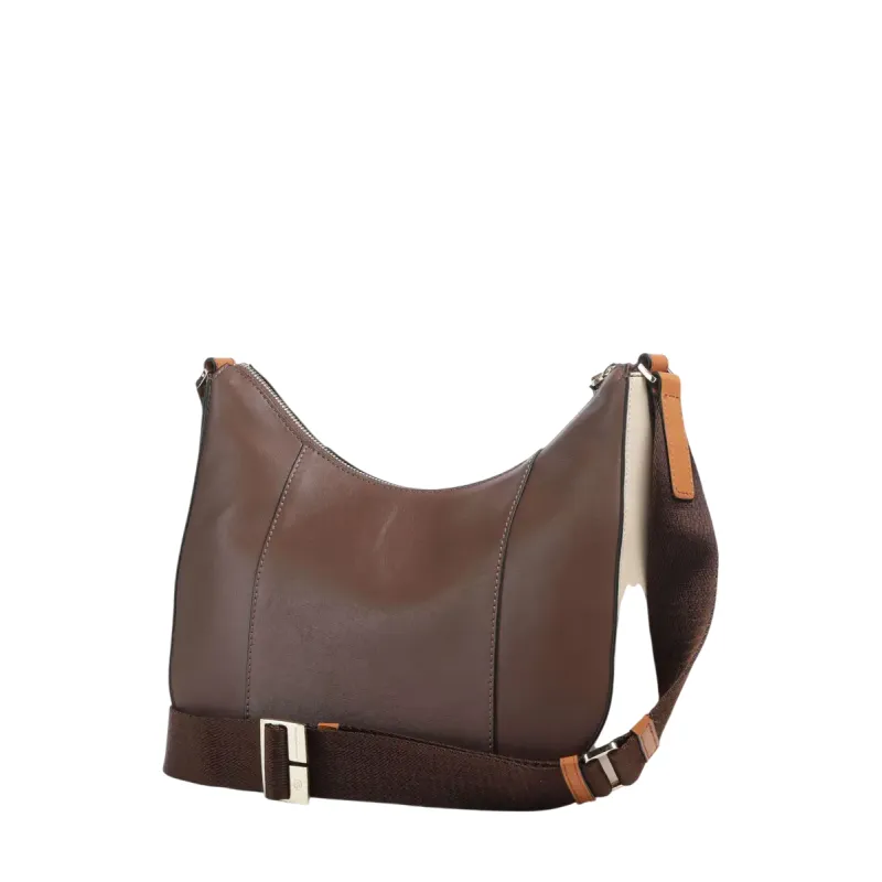 Piquadro Circle Umhängetasche aus Leder, braun-beige 2