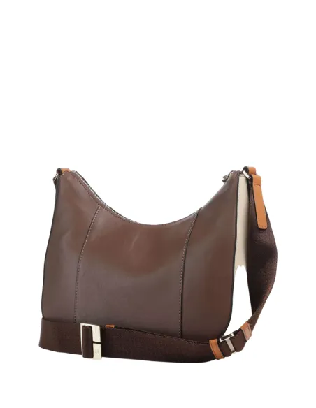 Piquadro Circle leather shoulder bag, brown-beige