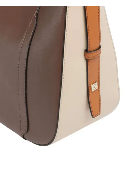 Borsa a tracolla in pelle Piquadro Circle, marrone-beige