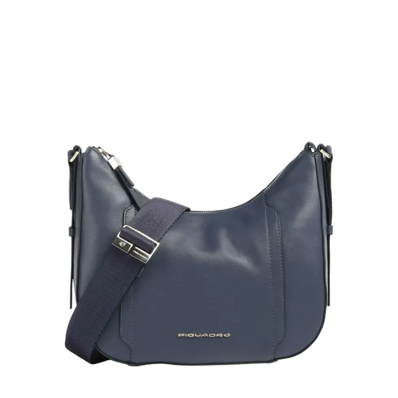 Borsa a tracolla in pelle Piquadro Circle, blu