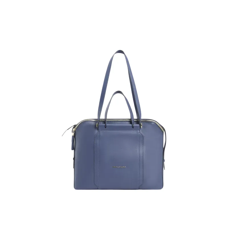 Borsa donna due manici in pelle Piquadro Circle, blu