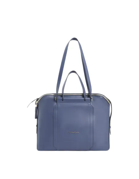 Women's computer and iPad bag with three compartments, blue