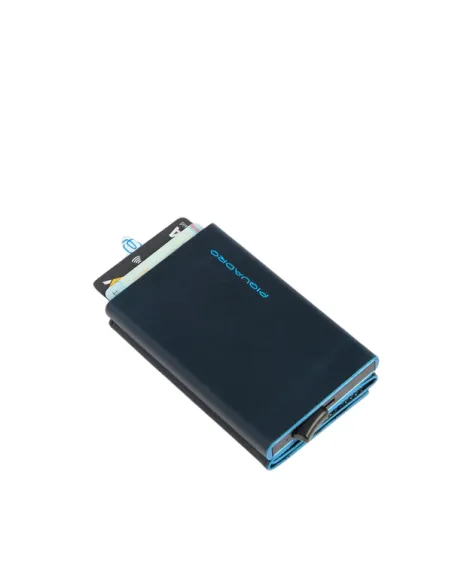 Piquadro Blue Square Compact Wallet für Scheine mit Münz-Fach, blau