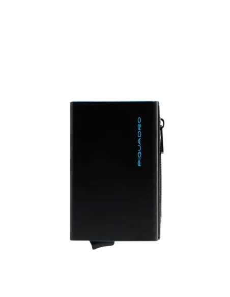 Piquadro Blue Square Compact Wallet für Scheine mit Münz-Fach, schawrz