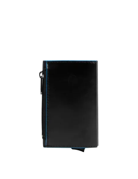 Piquadro Blue Square Compact Wallet für Scheine mit Münz-Fach, schawrz