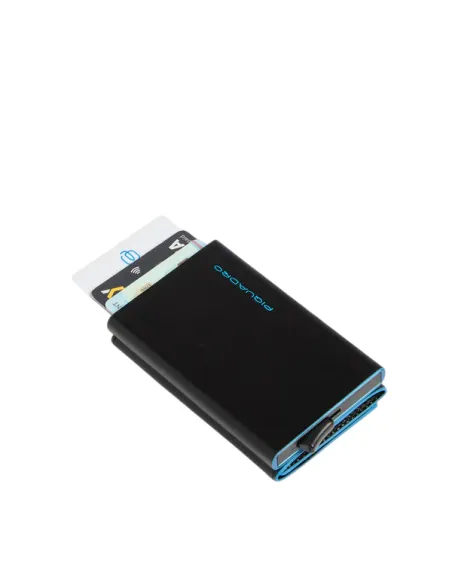 Piquadro Blue Square Compact Wallet für Scheine mit Münz-Fach, schawrz