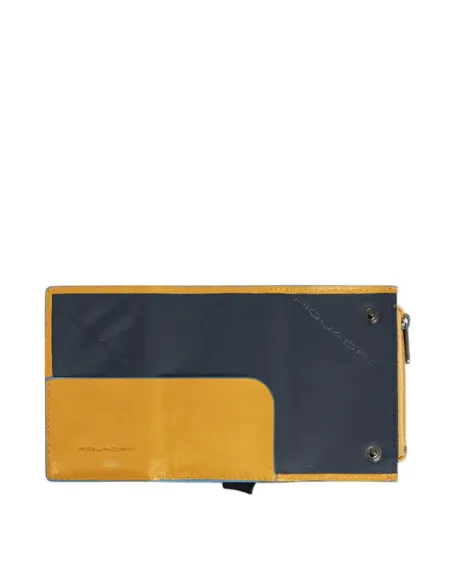 Piquadro Blue Square Compact Wallet für Scheine mit Münz-Fach, gelb