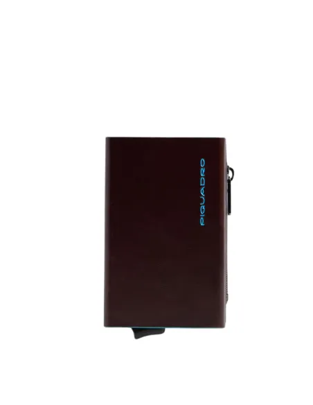 Piquadro Blue Square Compact Wallet für Scheine mit Münz-Fach, Dunkelbraun