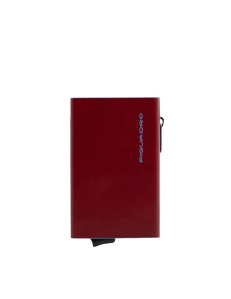 Piquadro Blue Square Compact wallet for cash and credit cards with sliding system and coin pocket, red