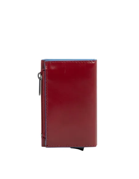 Piquadro Blue Square Compact Wallet für Scheine mit Münz-Fach, rot