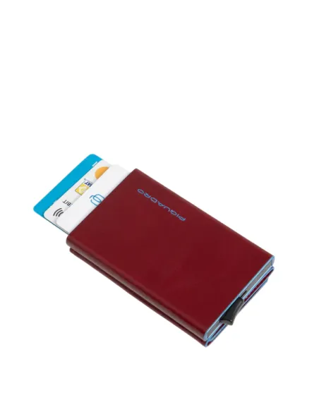 Piquadro Blue Square Compact Wallet für Scheine mit Münz-Fach, rot
