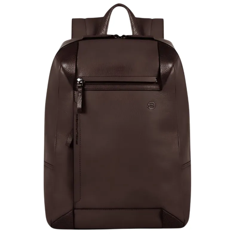 Zaino in pelle Porta PC ad un comparto Piquadro, marrone