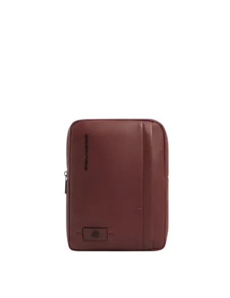 Piquadro Russel Small Leather Crossbody Bag with iPad Slot and RFID, brown