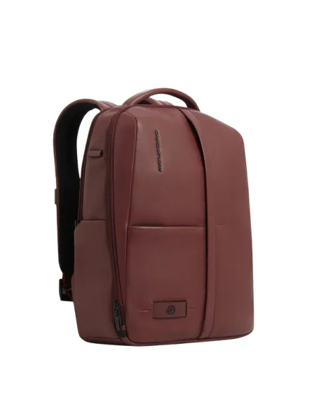Piquadro Russel Leder-Rucksack klein Laptop & iPad-Fach, braun