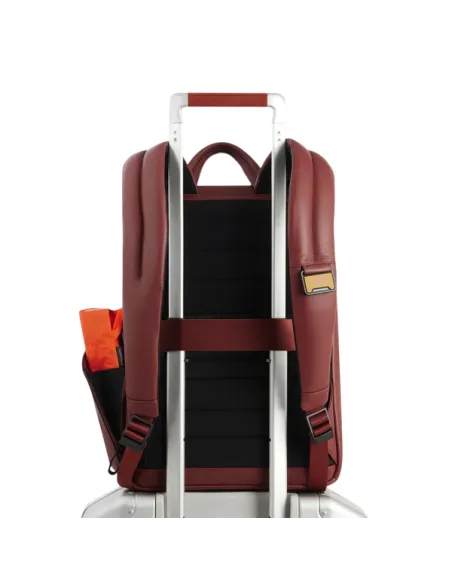 Piquadro Russel Small Leather Backpack Laptop & iPad Holder, brown