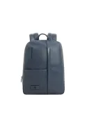 Piquadro Russel expandable leather backpack for 14 inch laptop, blue