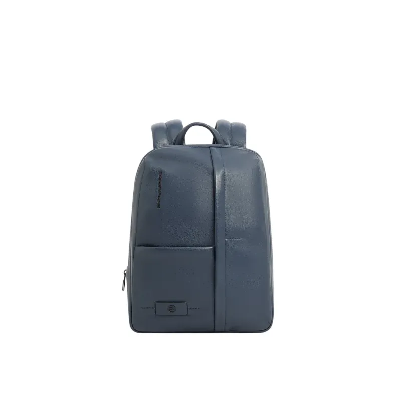 Zaino PC da 14 espandibile in pelle Piquadro Russel, blu