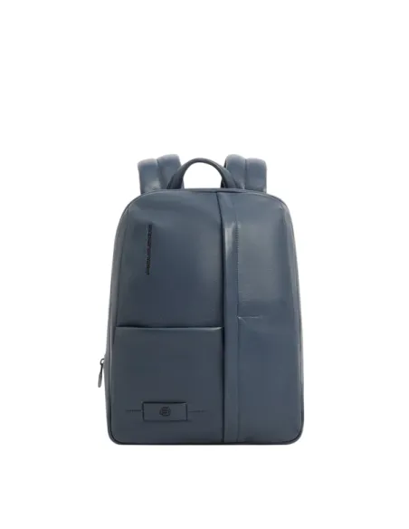 Zaino PC da 14 espandibile in pelle Piquadro Russel, blu