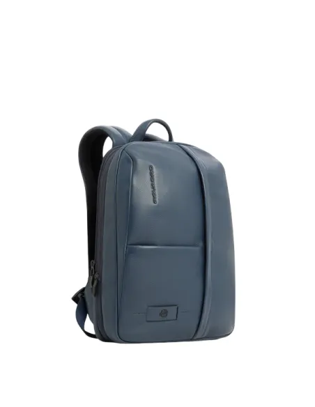 Zaino PC da 14 espandibile in pelle Piquadro Russel, blu