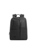 Piquadro Russel expandable leather backpack for 14 inch laptop, black