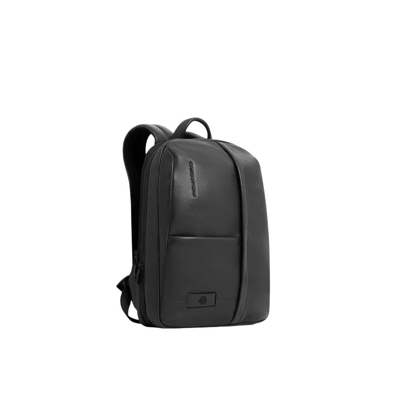 Zaino PC da 14 espandibile in pelle Piquadro Russel, nero 2