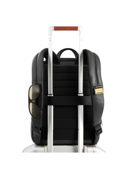 Zaino PC da 14 espandibile in pelle Piquadro Russel, nero