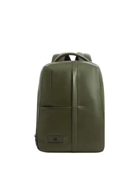 Piquadro Russel expandable leather backpack for 14 inch laptop, green2