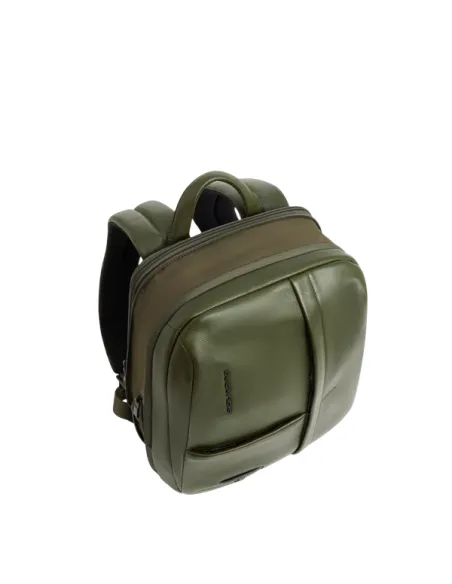 Piquadro Russel expandable leather backpack for 14 inch laptop, green2