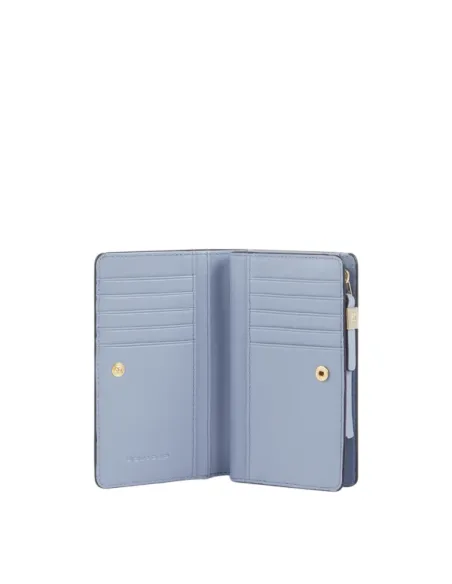 Piquadro Circle women's medium leather zipped wallet, light blue