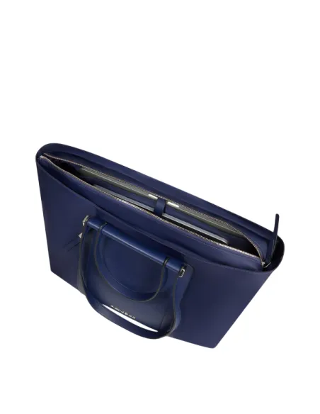 Piquadro Circle Einkaufstasche für Computer aus Stoff und Leder, blau