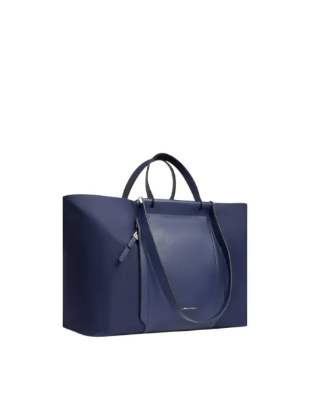 Piquadro Circle computer shopping bag in fabric and leather, blue